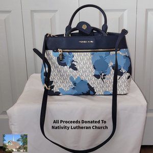 Michael Kors Purse -- Navy Blue & Gray